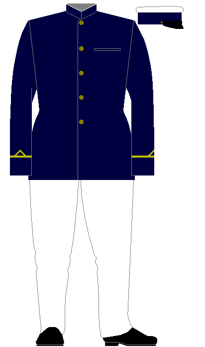 A Sub-Lieutenant in a mixed version of service dress